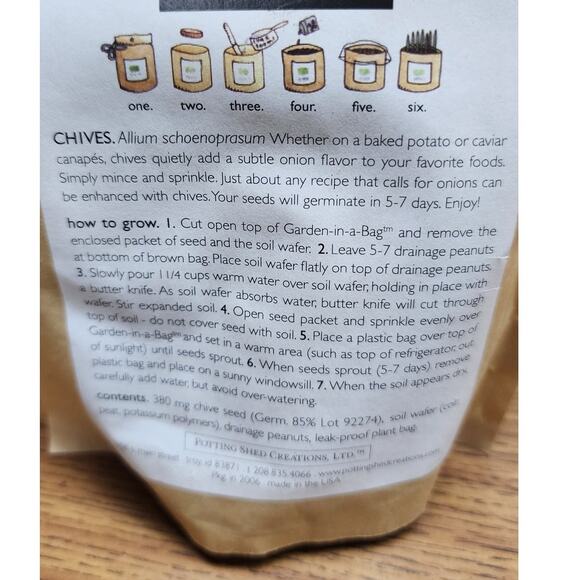 Garden in a bag "Chives " Gardening kit for easy windowsill growing - Picture 2 of 3